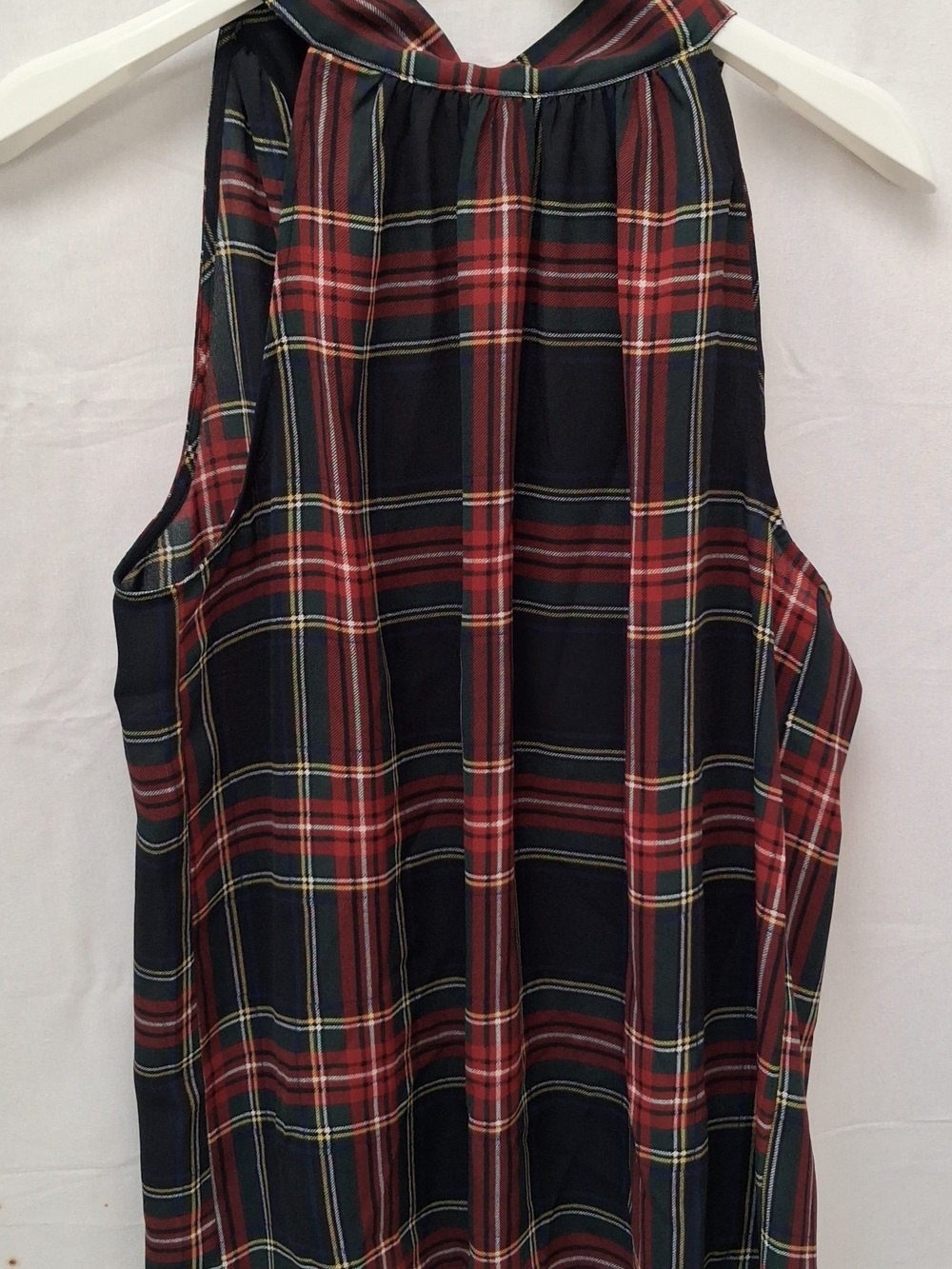 J. Crew Red and Navy Plaid Halter Camisole